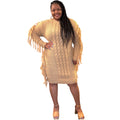 Women’s Perfect Camel Fringe Sweater Dress