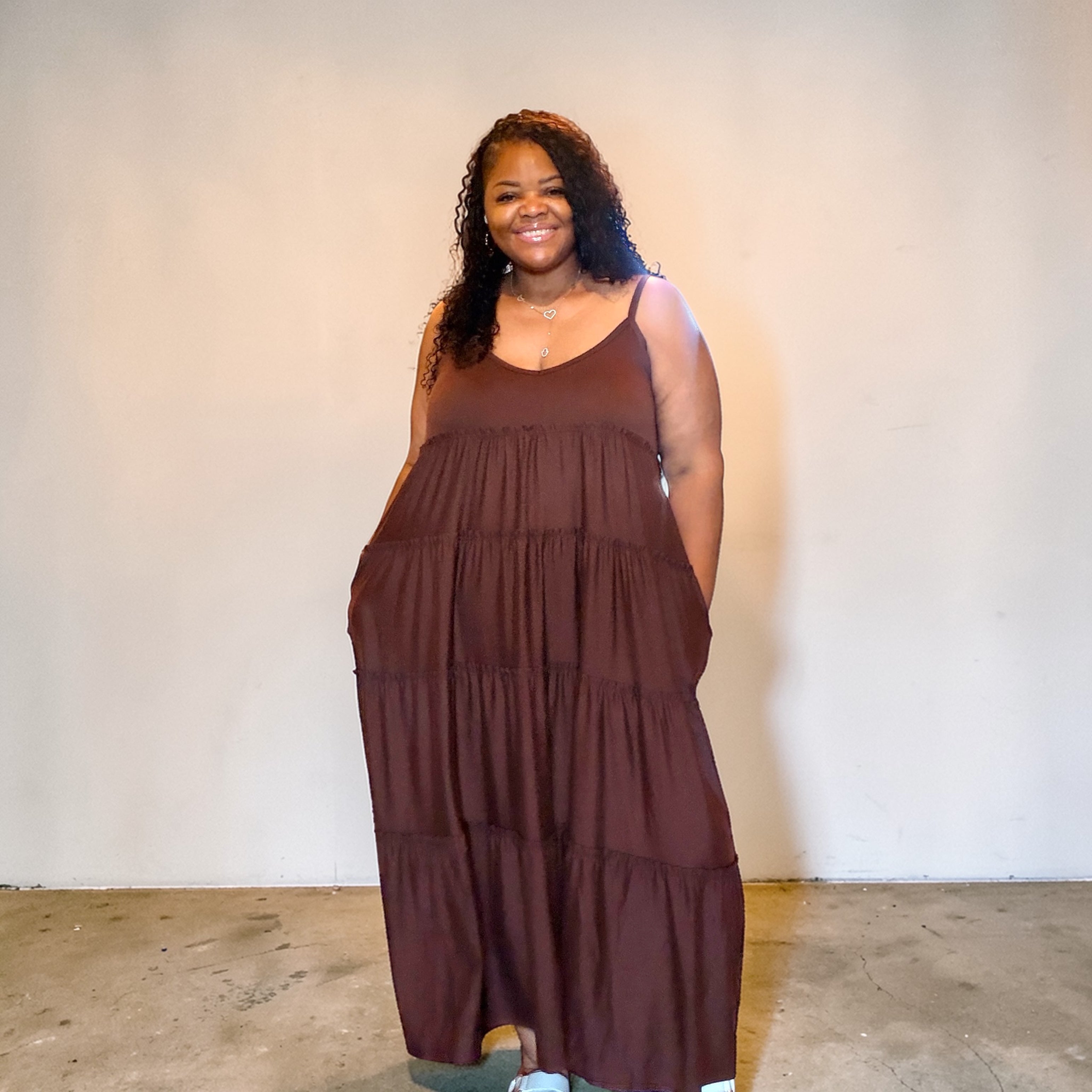 Spaghetti Strap Fit & Flare Plus Size Maxi Dress