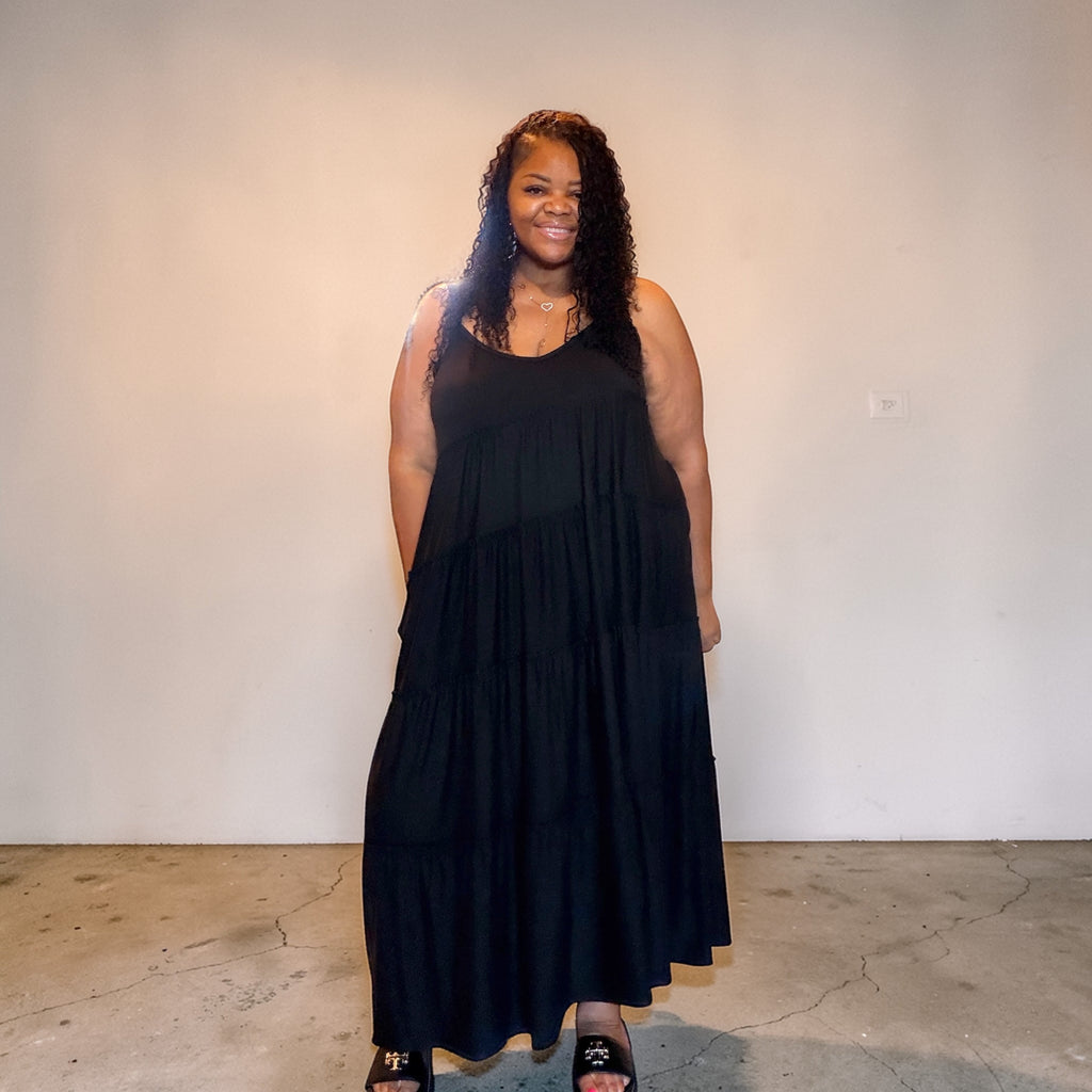 Spaghetti Strap Fit & Flare Plus Size Maxi Dress