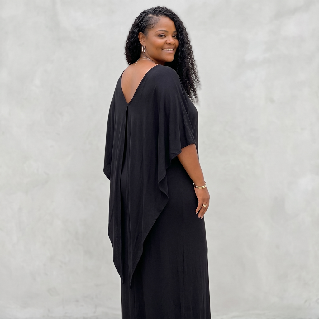 The Dana Black Draped Maxi Dress Size 3X