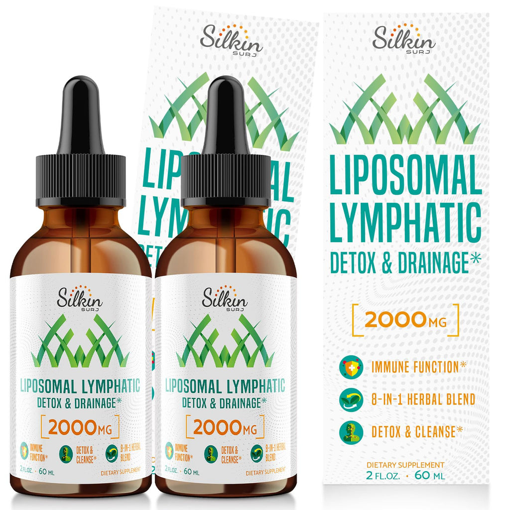 SilkinSurj Liposomal Lymphatic Drainage Drops - Immune and Lymphatic Support - Detox Cleanse Supplements - Lymphedema Relief - PureLymphSwell BlendEchinacea & Dandelion - 60-Day Supply