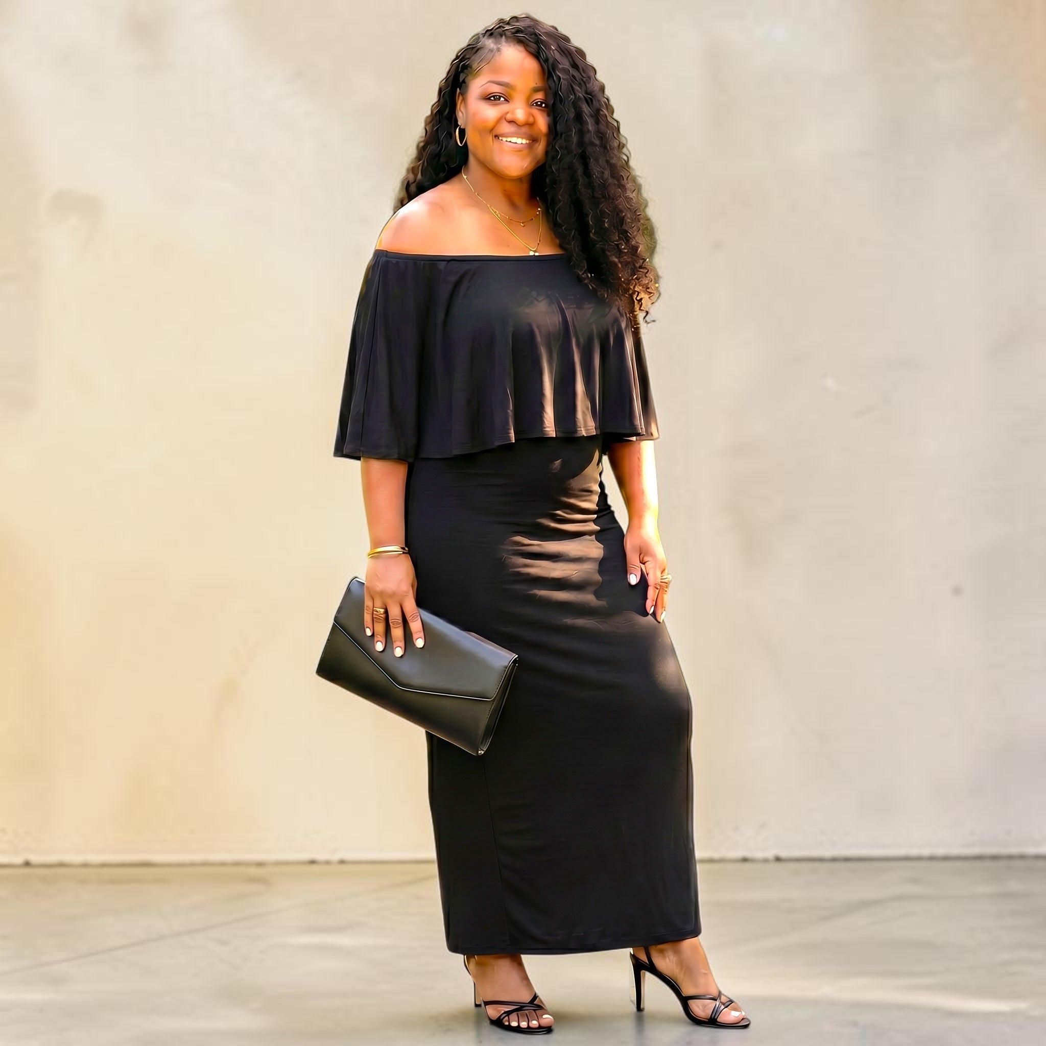 The Dana Black Draped Maxi Dress Size 3X