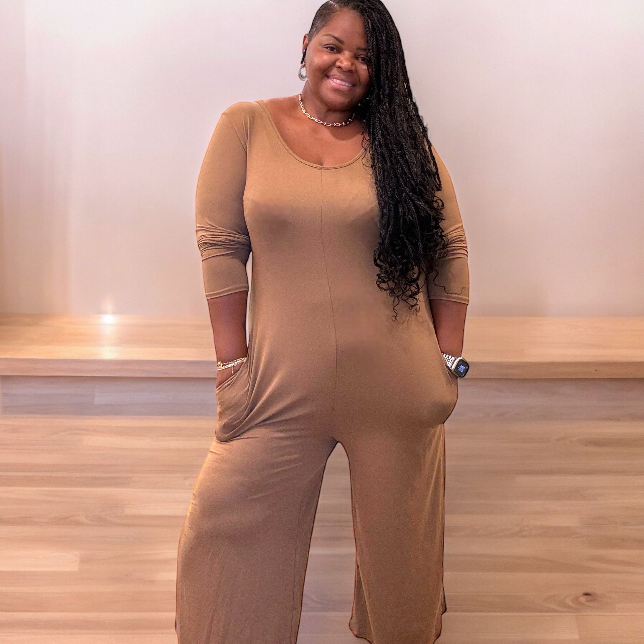 Womens Plus Size Low Shoulder Wideleg Jumpsuit