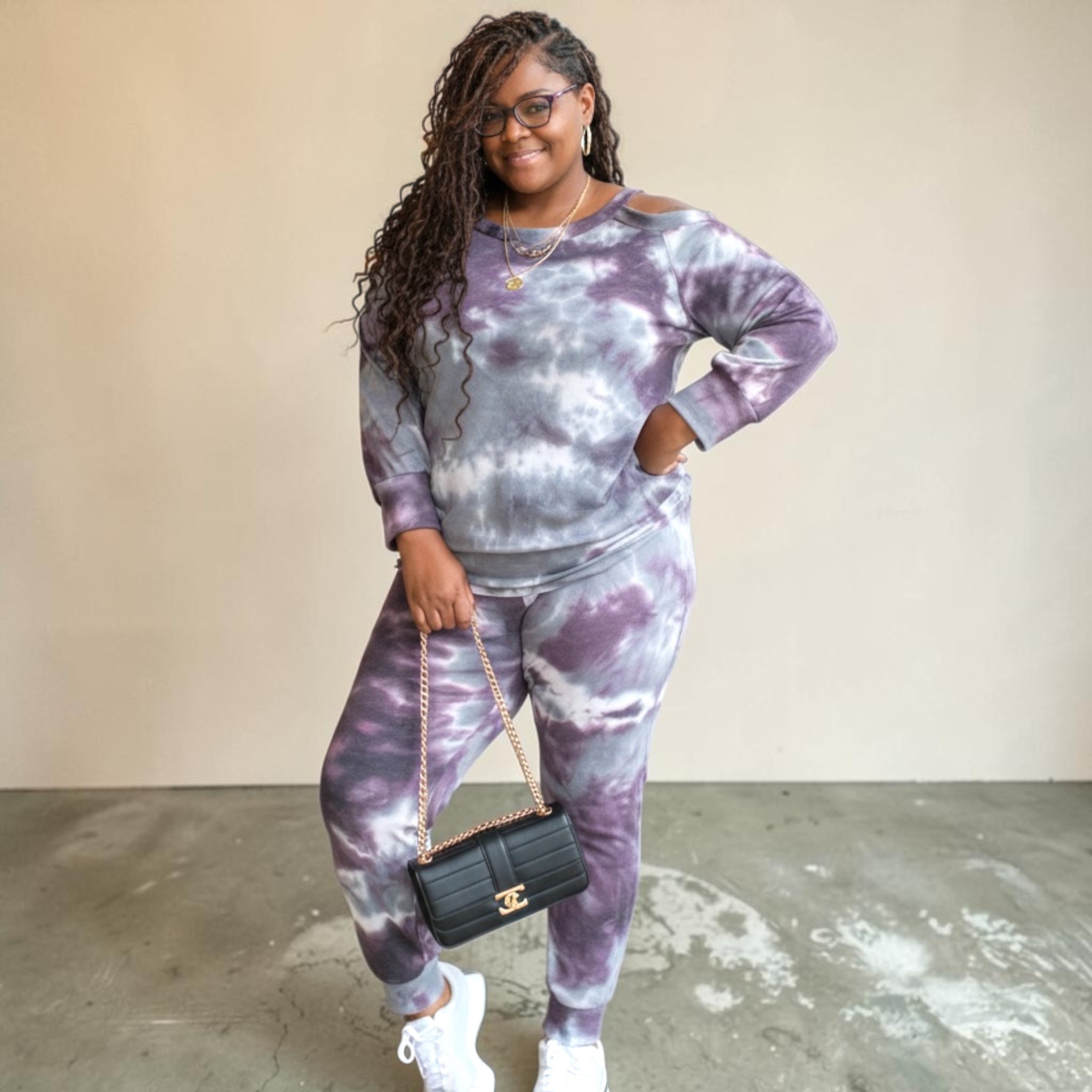 Classy Plus Size Cold Shoulder Jogger Set