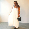 Plus Size Women's Elegant White Pleated Dress
