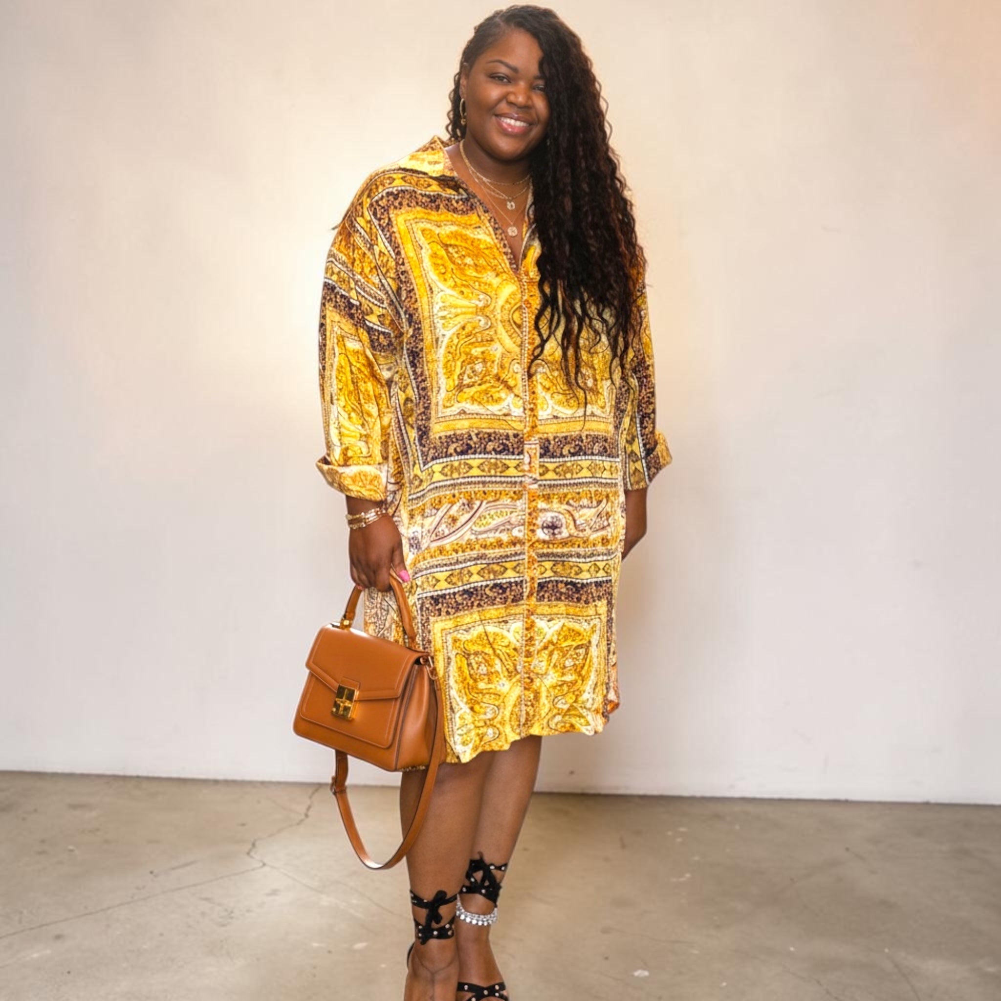 Plus Size Satin Luxe Multi Wear Gold Set