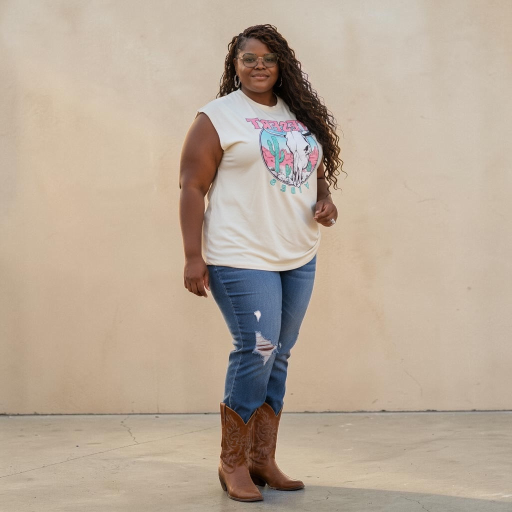 Women’s Plus Size Dessert Vibe Sleeveless Top