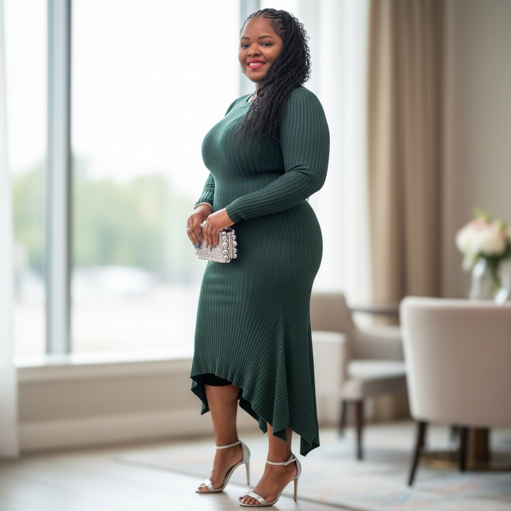 Womens Plus Size Sweater Maxi Dress