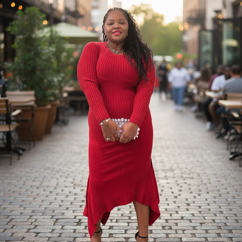 Womens Plus Size Sweater Maxi Dress