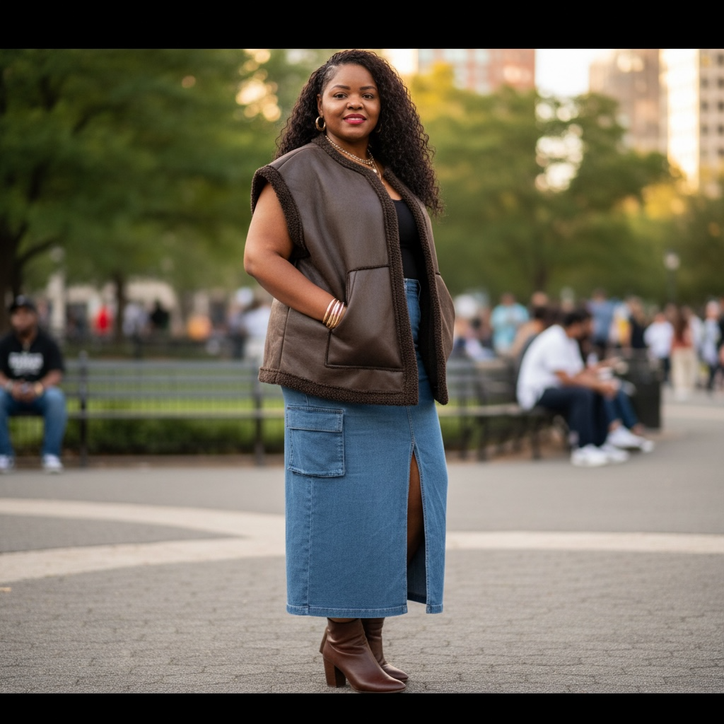 Women's Plus Size Brown Vest
