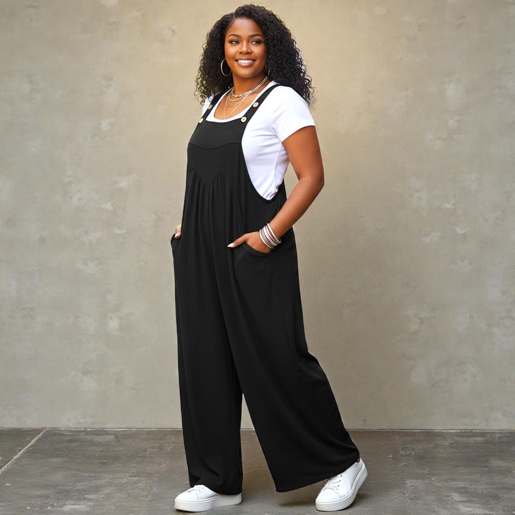 Plus Size Lazy Day Overalls In Black