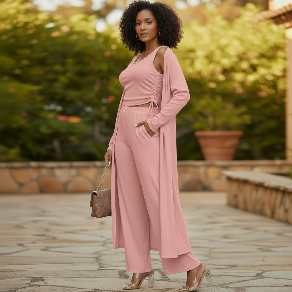 Women’s Ribbed Lounge 3 Piece Set