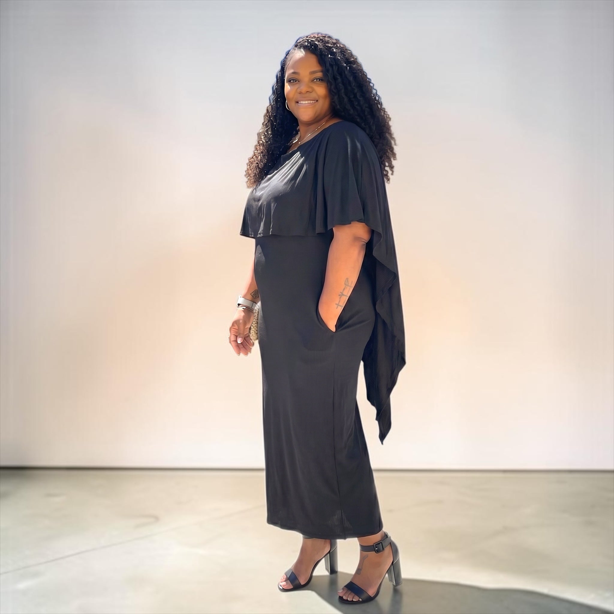 The Dana Black Draped Maxi Dress Size 3X