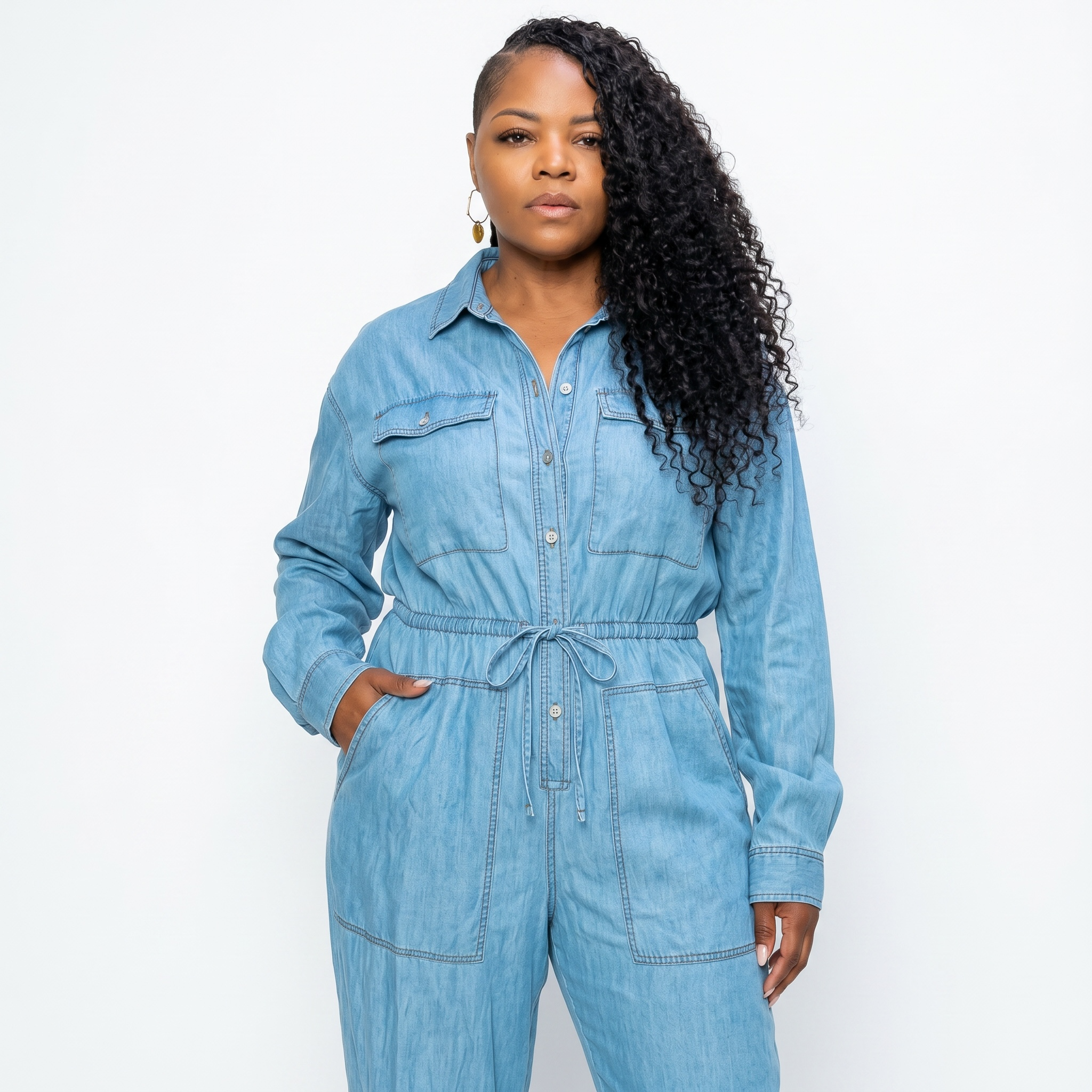 Women's Plus Size Denim Jumpsuit
