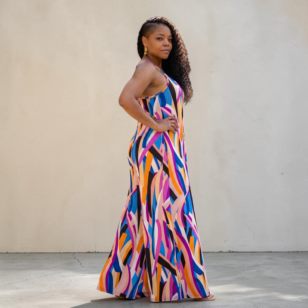 Women's Splash Of Color Wide leg Jumpsuit With Pockets
