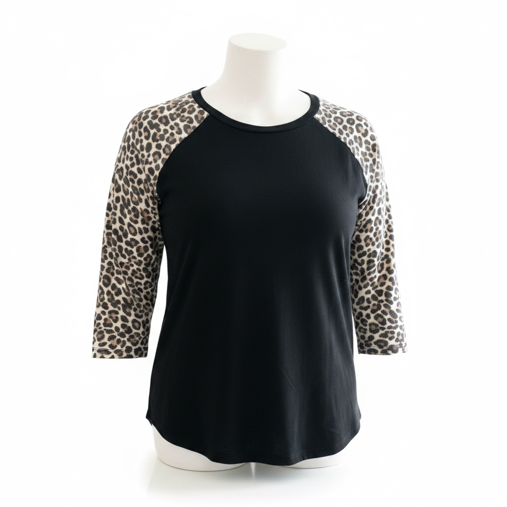 Plus Size Leopard Long Sleeve T-Shirt