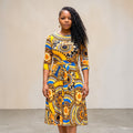 Women's Medallion Print Plus Size Belted Midi Dress