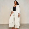 Women's Plus Size Off White Kimono Cardigan Set