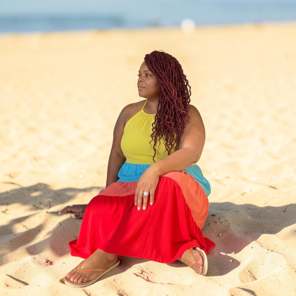 Rainbow Plus Size Tiered Maxi Dress