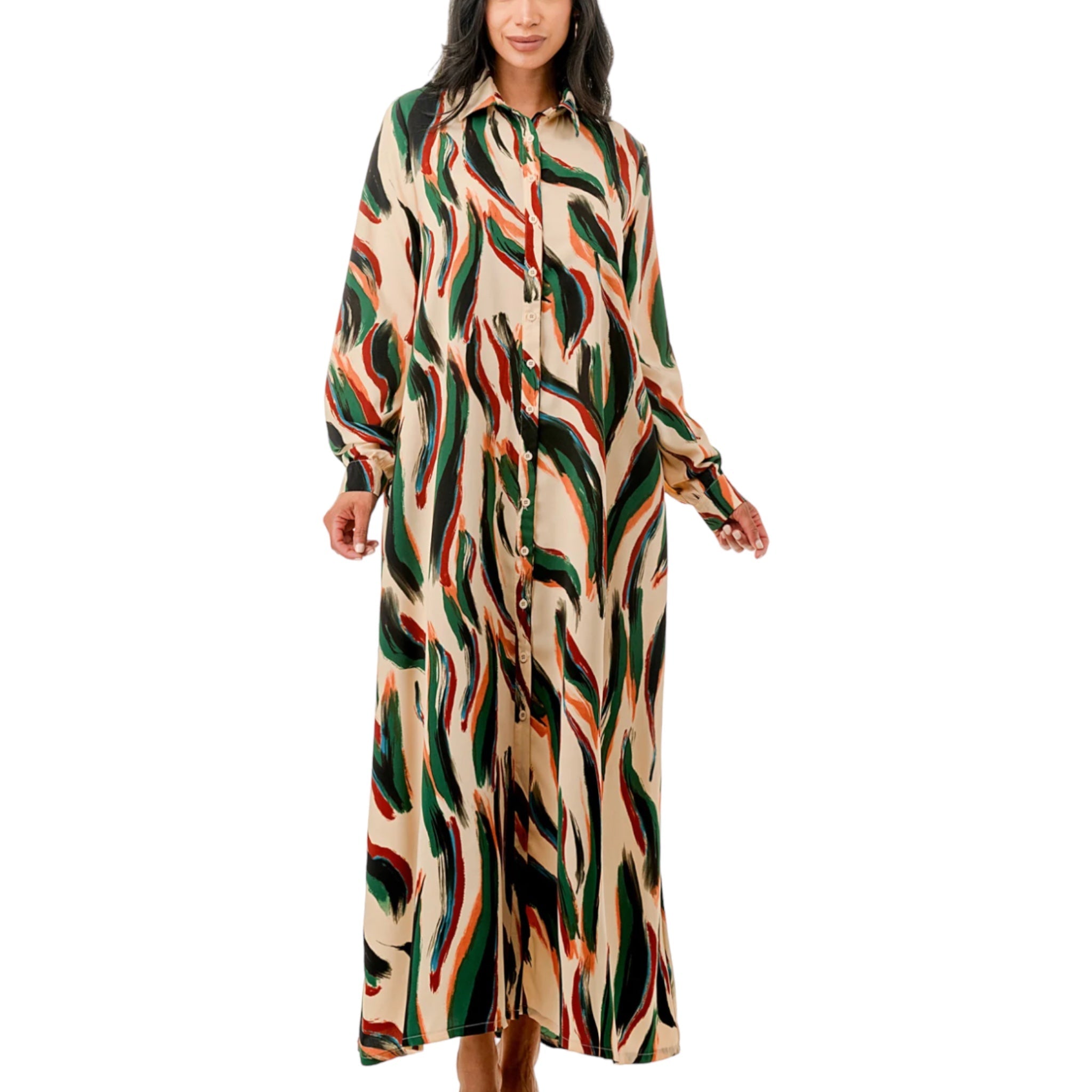 Women's Plus Size Brushed Long Sleeve Maxi Dress