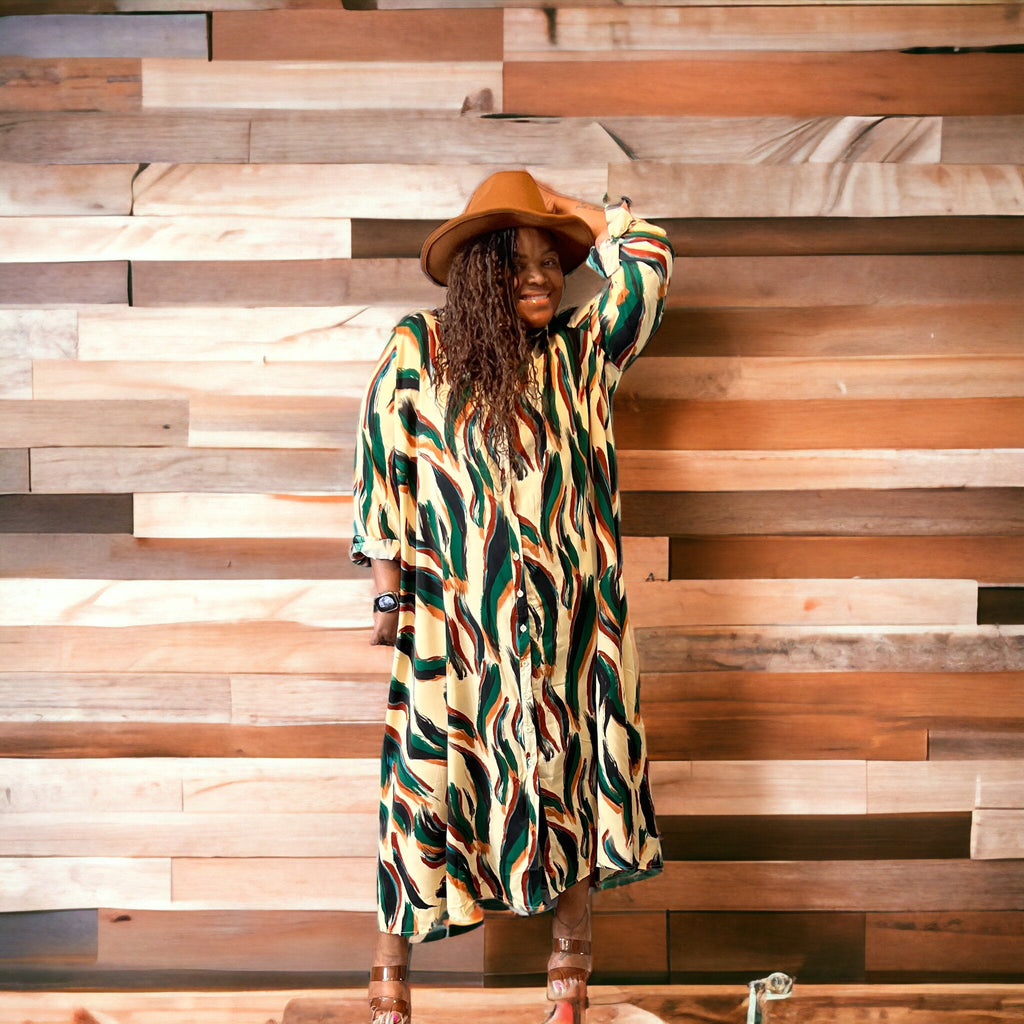Women's Plus Size Brushed Long Sleeve Maxi Dress