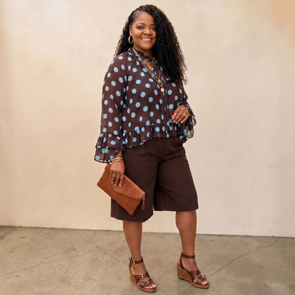 Womens Plus Bermuda Chocolate Brown Shorts