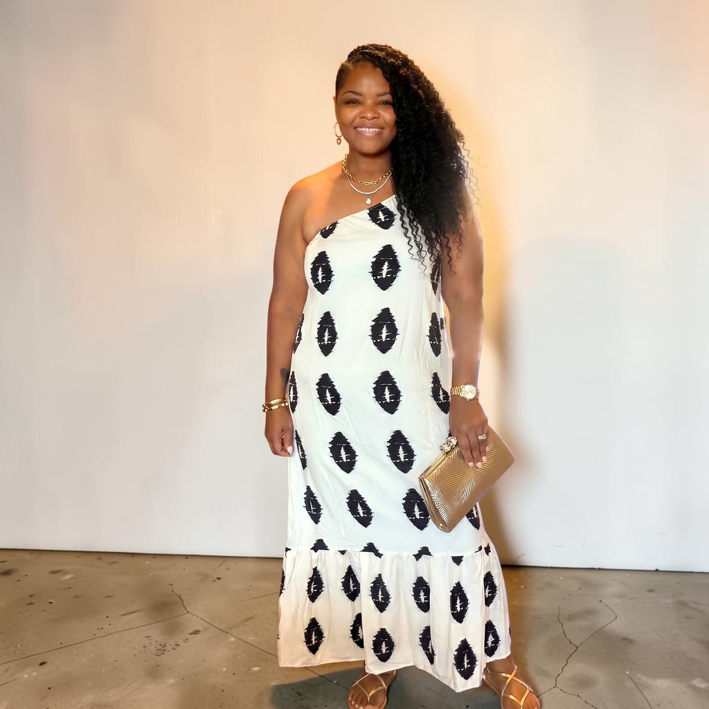 Womens One-Shoulder Cream Cami Maxi Dress