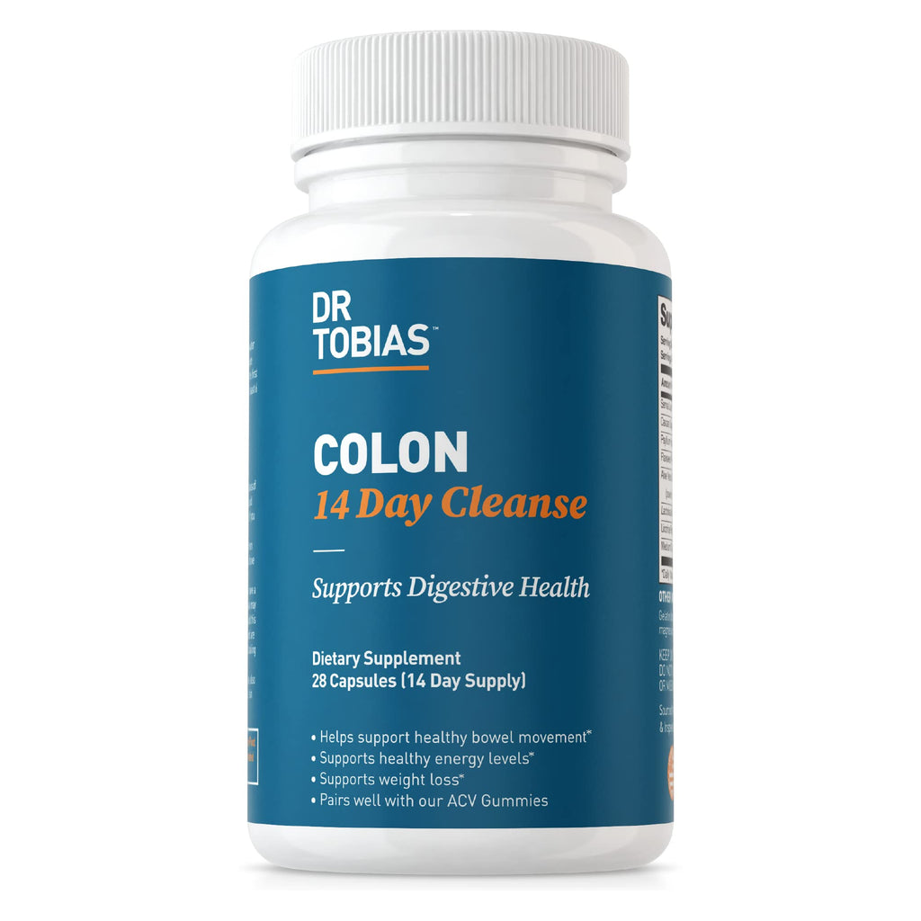 Dr. Tobias Colon 14 Day Cleanse Advanced Gut Cleanse Detox for Women & Men with Cascara Sagrada Psyllium Husk Senna Leaf & Probiotics Non-GMO Colon Cleanse 28 Capsules 1-2 Daily