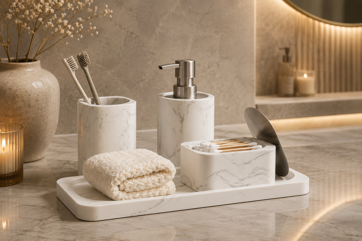 Nordic Style Resin Marble Bathroom Four-piece Set
