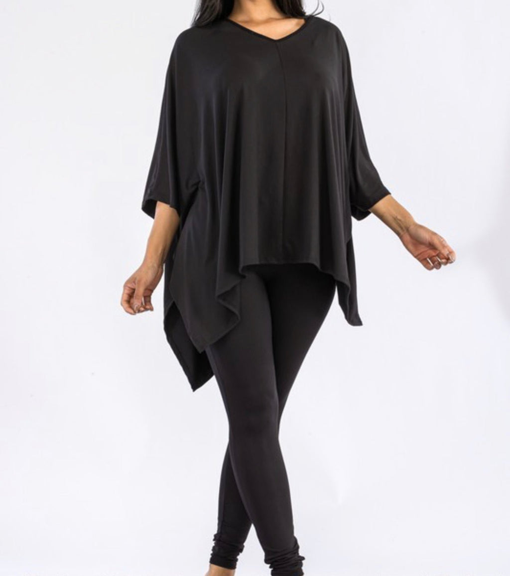 Plus Size Asymmetrical Hem Top and Pants Set