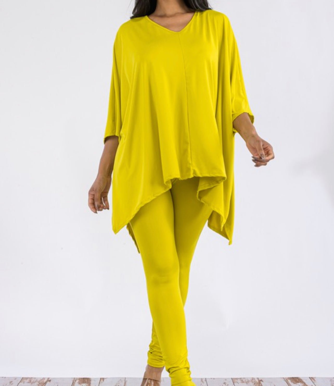 Plus Size Asymmetrical Hem Top and Pants Set