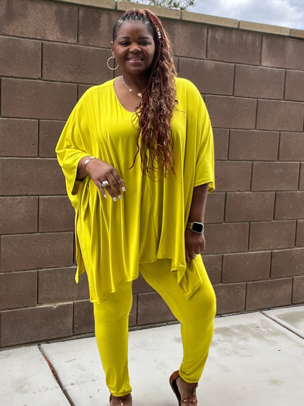 Plus Size Asymmetrical Hem Top and Pants Set