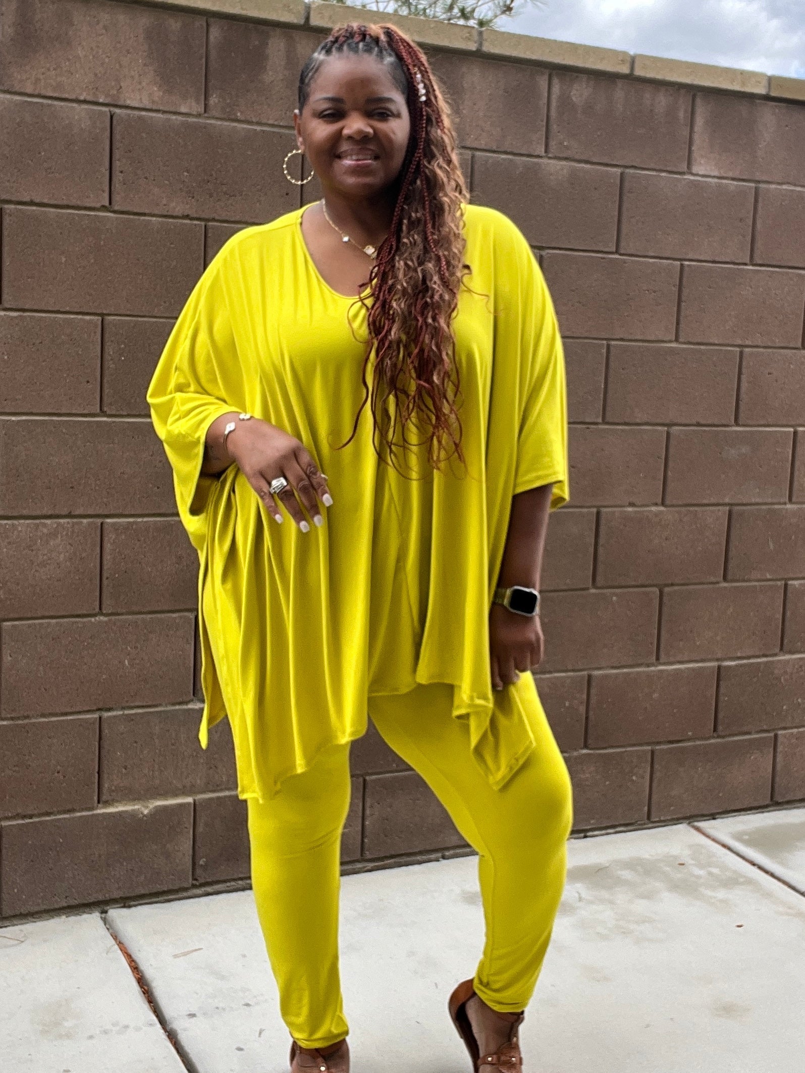 Plus Size Asymmetrical Hem Top and Pants Set