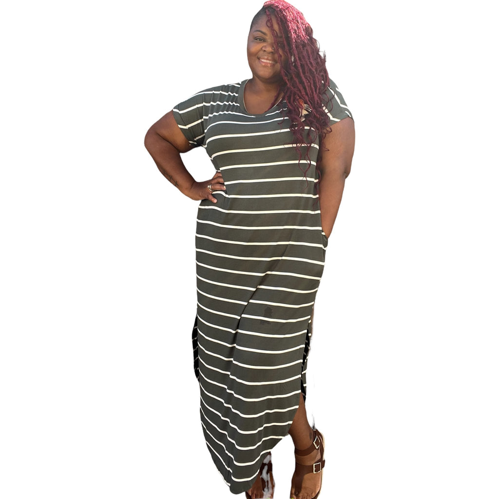 The Mia Striped Round Hem Maxi Dress