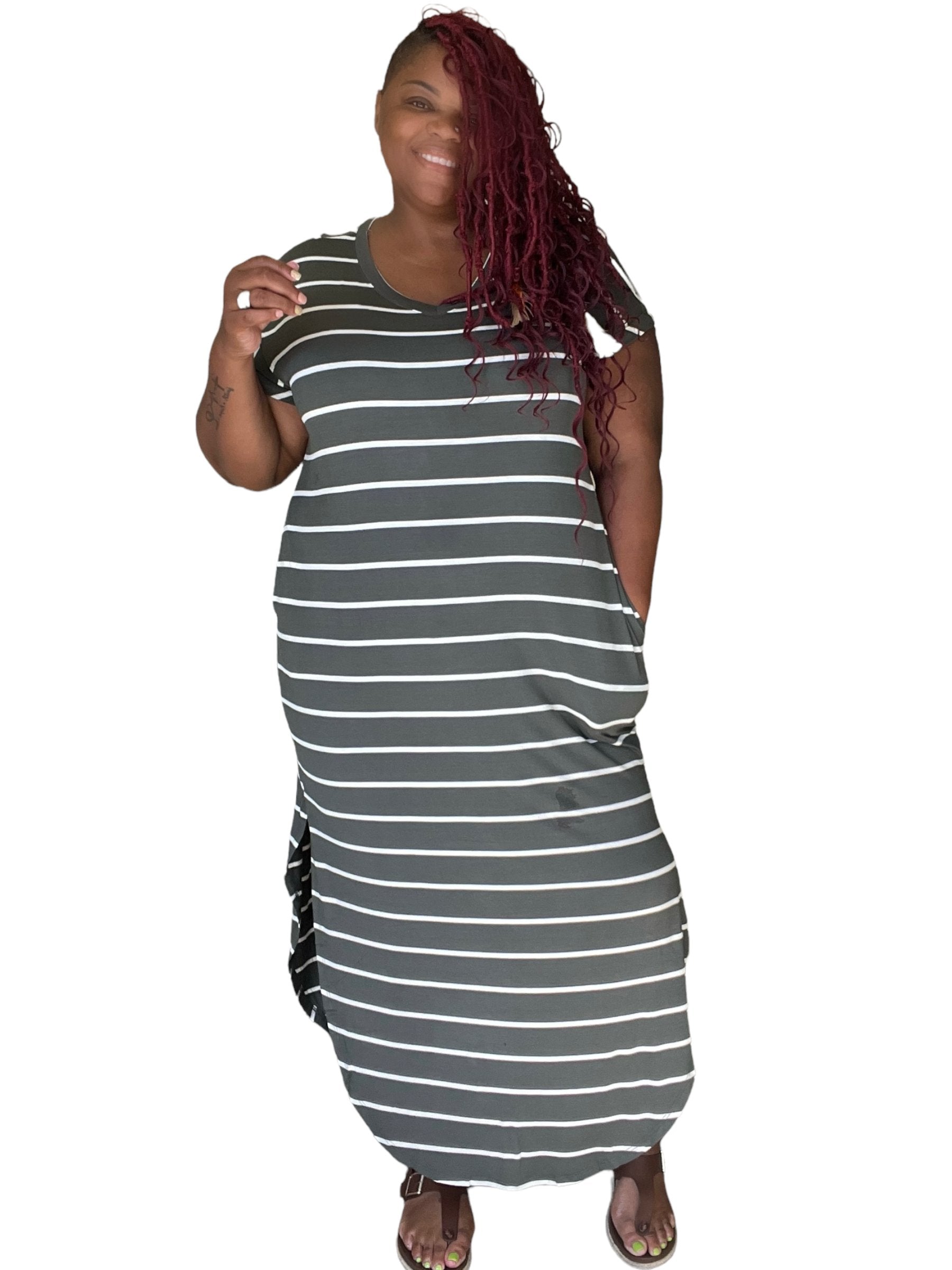 The Mia Striped Round Hem Maxi Dress